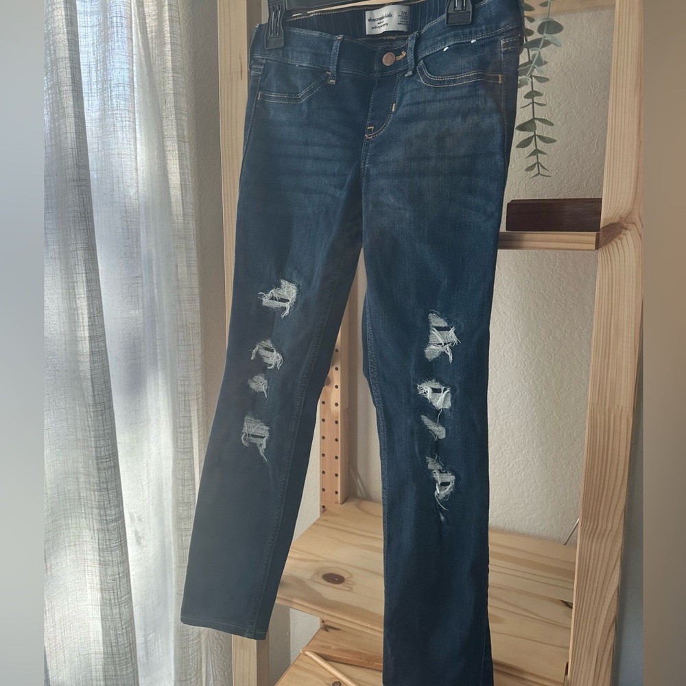 Abercrombie Kids Dark Blue Distressed Skinny Jeans